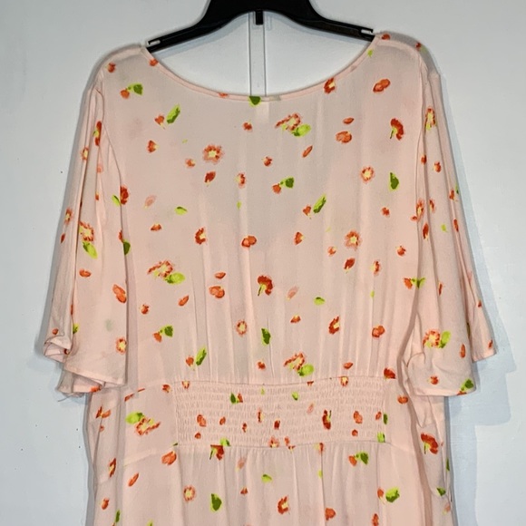 BP Easy Floral Print Button Front Skater Minidress Pink Women's Plus Size Dress - Picture 6 of 11